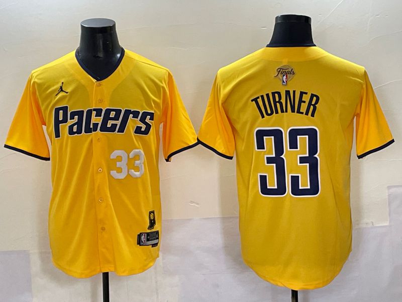 Men 2025 Indiana Pacers #33 Turner Yellow Joint Name NBA Jersey style 27